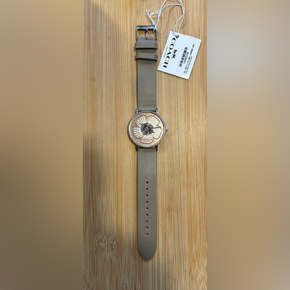 Coach Perry Watch With 36mm Face With Large Bronze Tone Flower & Leather Band - Picture 4 of 5